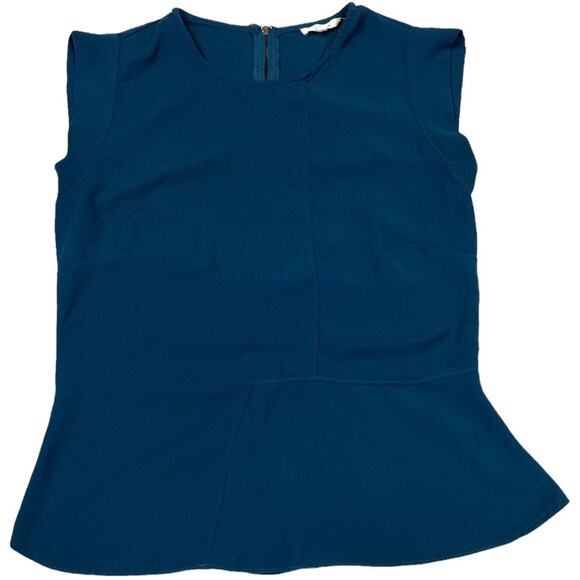 Pleione Tank Top Blue Sleeveless Peplum Blouse Back Zip Womens XS Casual Work - Picture 1 of 10